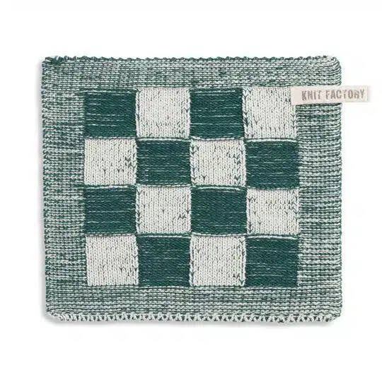 Knit Factory Pannenlap Block Ecru / Groen