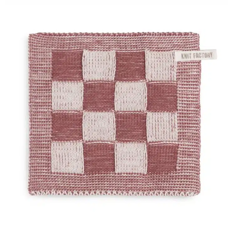 Knit Factory Pannenlap Block Ecru / Stone Red