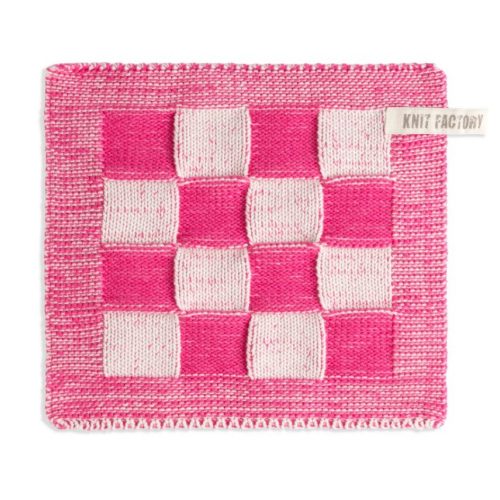 Knit Factory Pannenlap Block Ecru / Fuchsia Roze