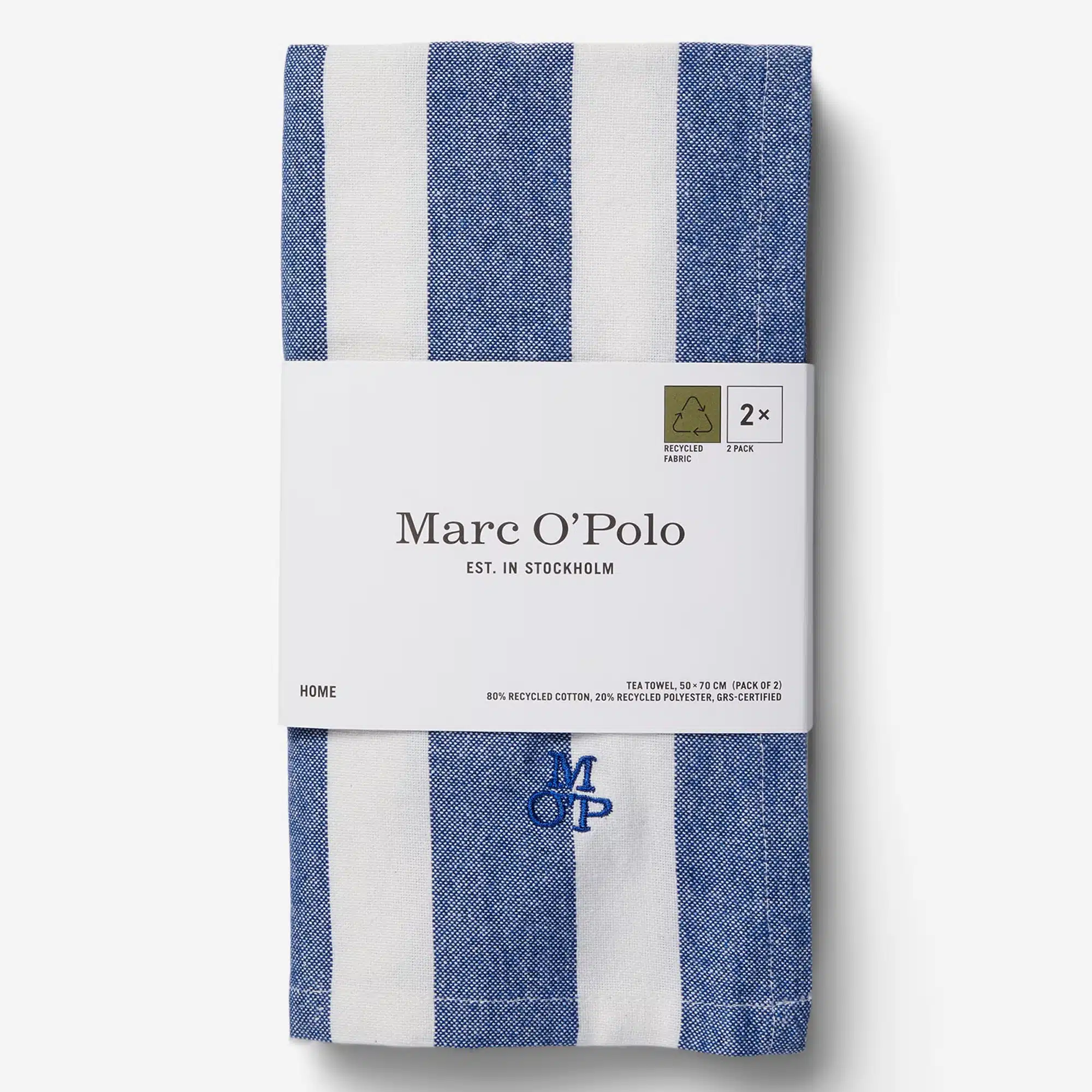 Marc O'Polo Theedoek Haley Multi Cobalt Blue (set a 2 stuks)