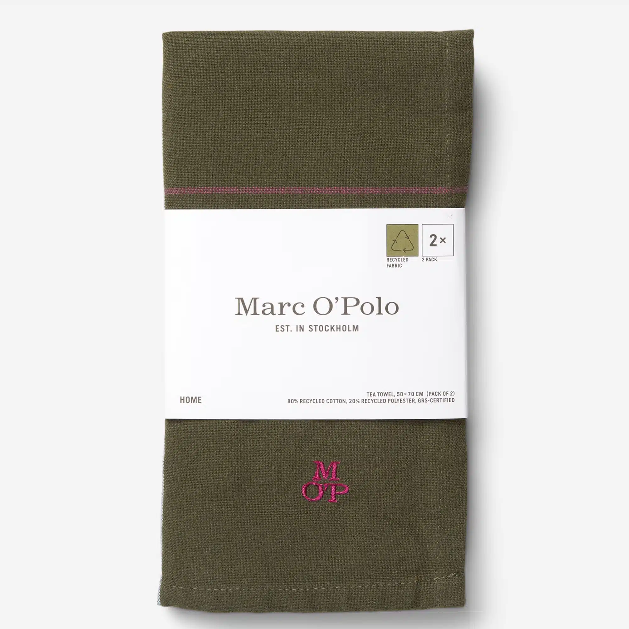 Marc O'Polo Theedoek Haley Multi Forest Green (set a 2 stuks)